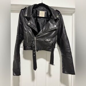 Stoosh Black Leather Biker Jacket